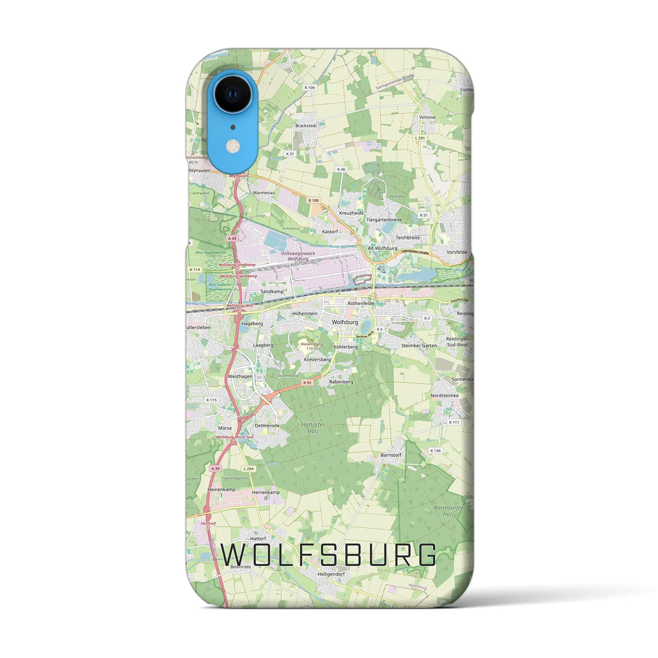 【ヴォルフスブルク（ドイツ）】地図柄iPhoneケース（バックカバータイプ）