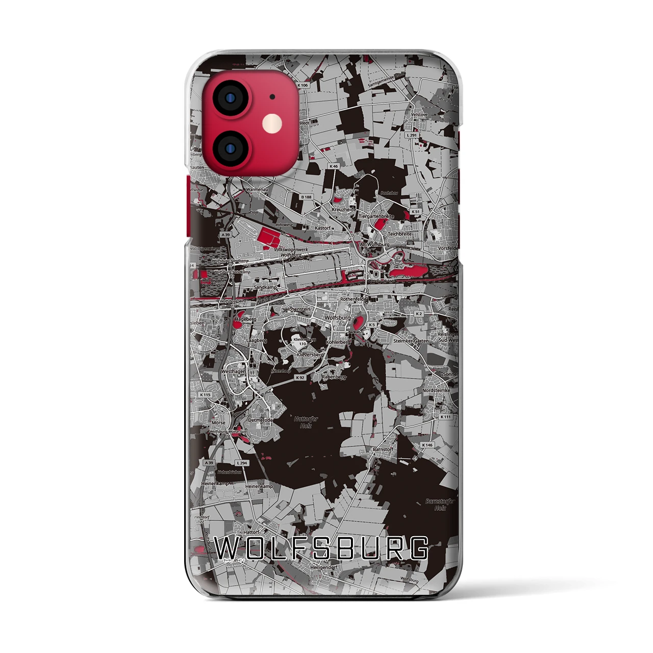 【ヴォルフスブルク（ドイツ）】地図柄iPhoneケース（クリアタイプ）