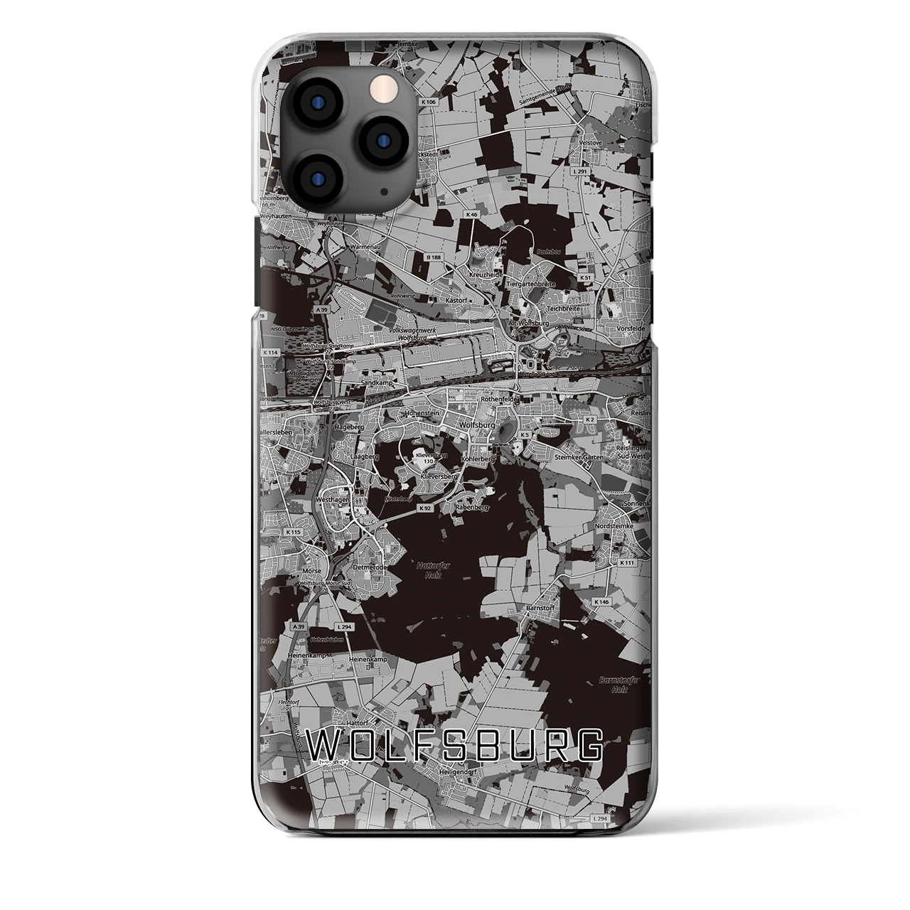 【ヴォルフスブルク（ドイツ）】地図柄iPhoneケース（クリアタイプ）