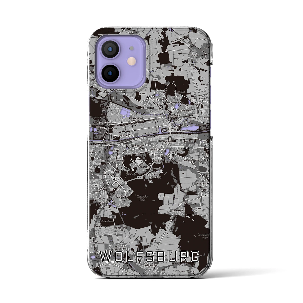 【ヴォルフスブルク（ドイツ）】地図柄iPhoneケース（クリアタイプ）