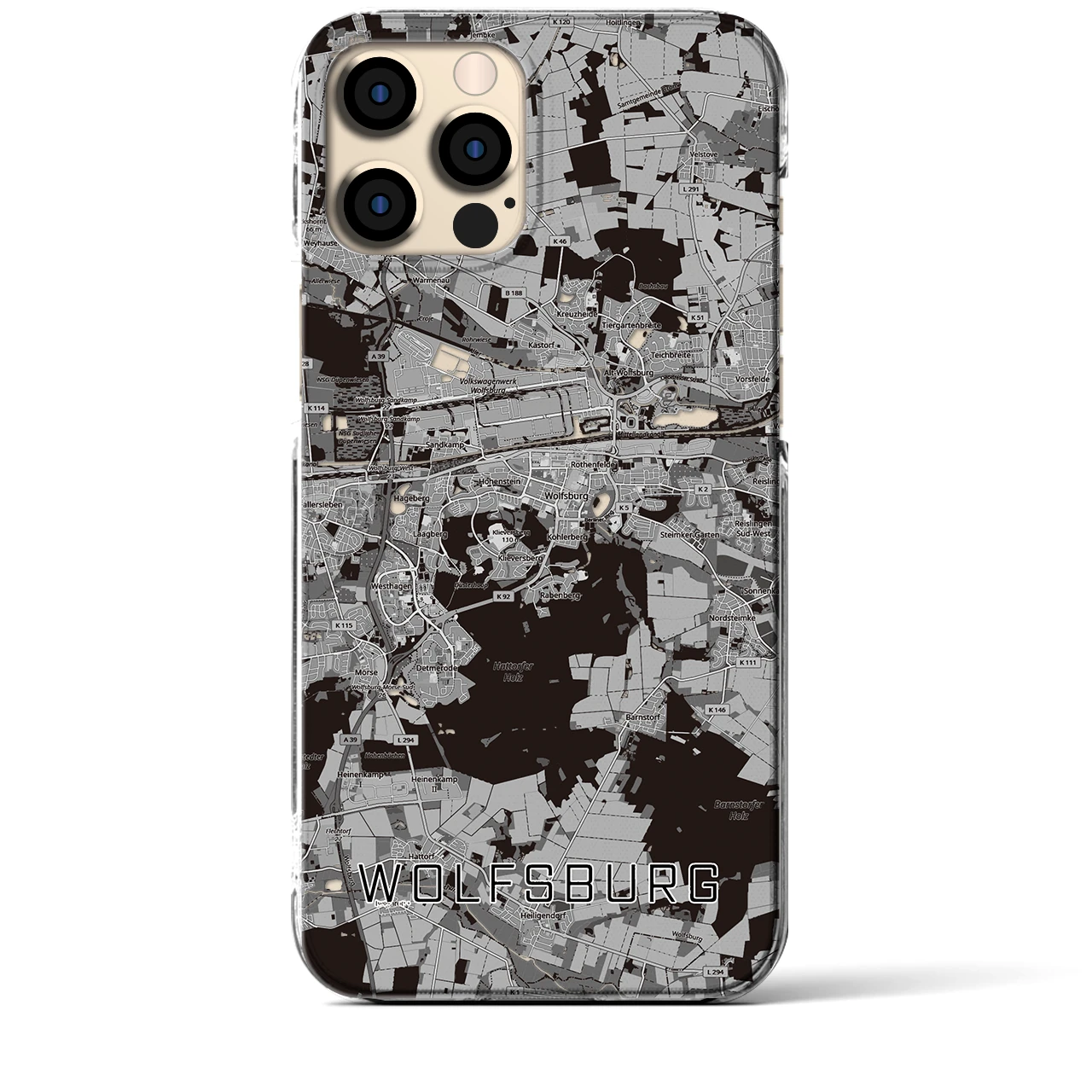 【ヴォルフスブルク（ドイツ）】地図柄iPhoneケース（クリアタイプ）