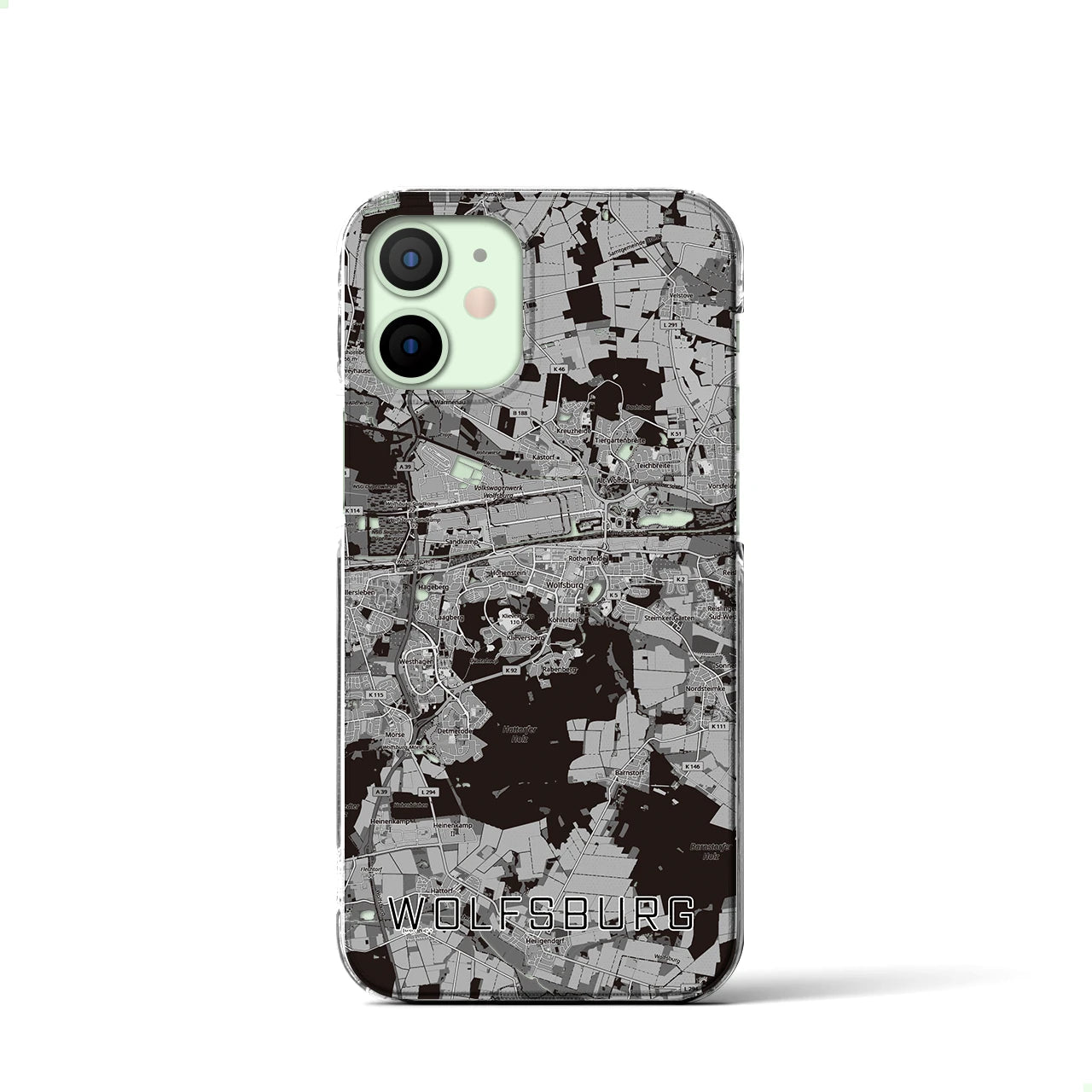 【ヴォルフスブルク（ドイツ）】地図柄iPhoneケース（クリアタイプ）