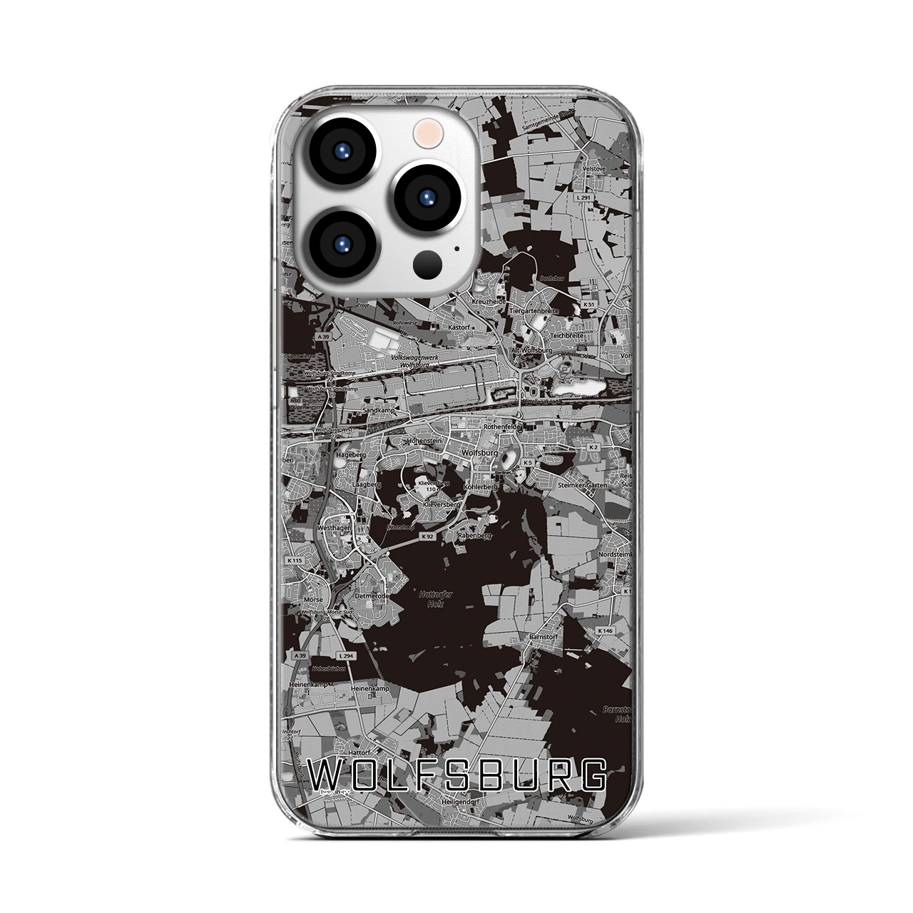 【ヴォルフスブルク（ドイツ）】地図柄iPhoneケース（クリアタイプ）