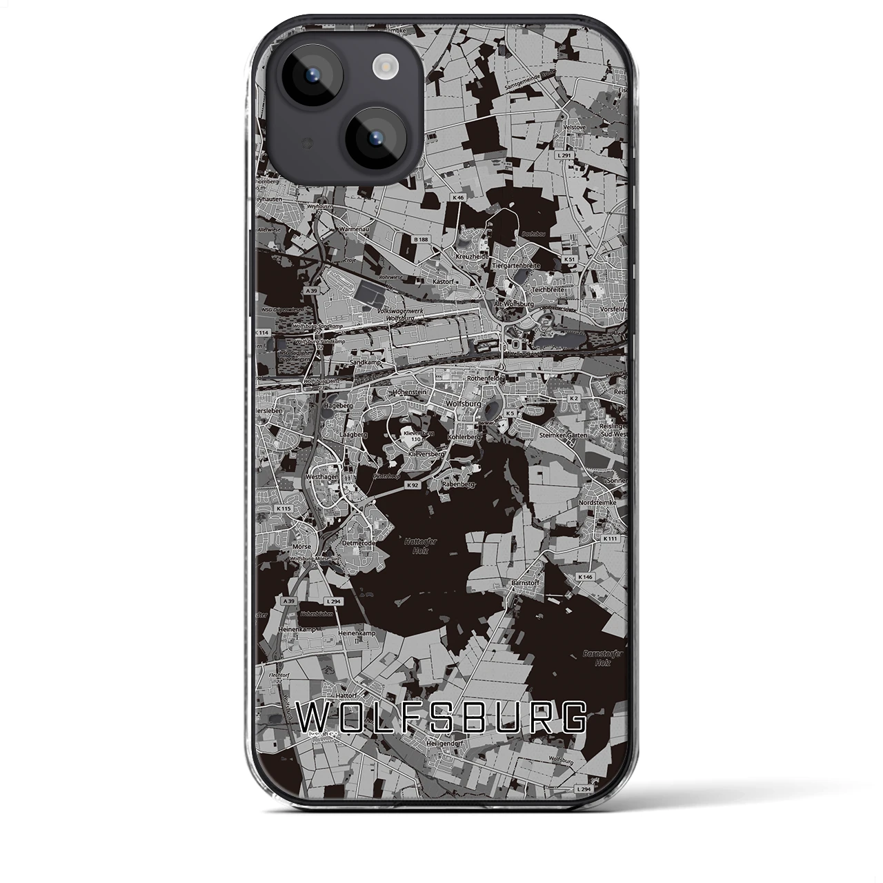 【ヴォルフスブルク（ドイツ）】地図柄iPhoneケース（クリアタイプ）