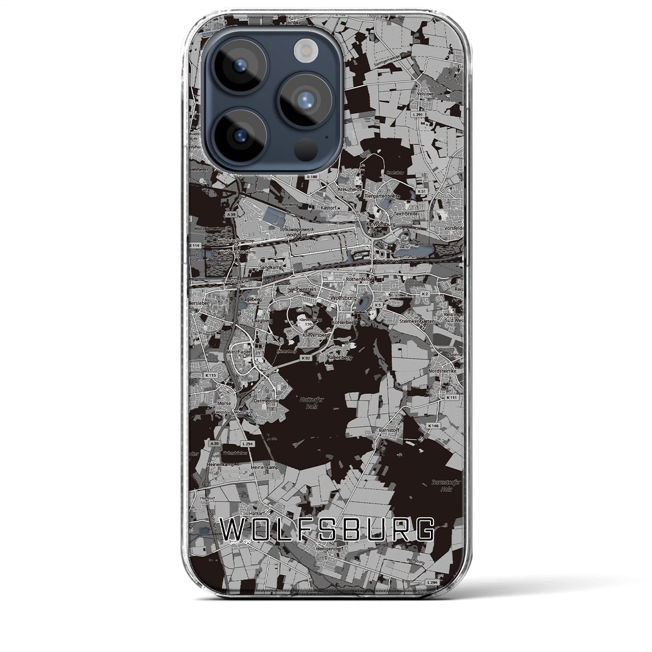 【ヴォルフスブルク（ドイツ）】地図柄iPhoneケース（クリアタイプ）