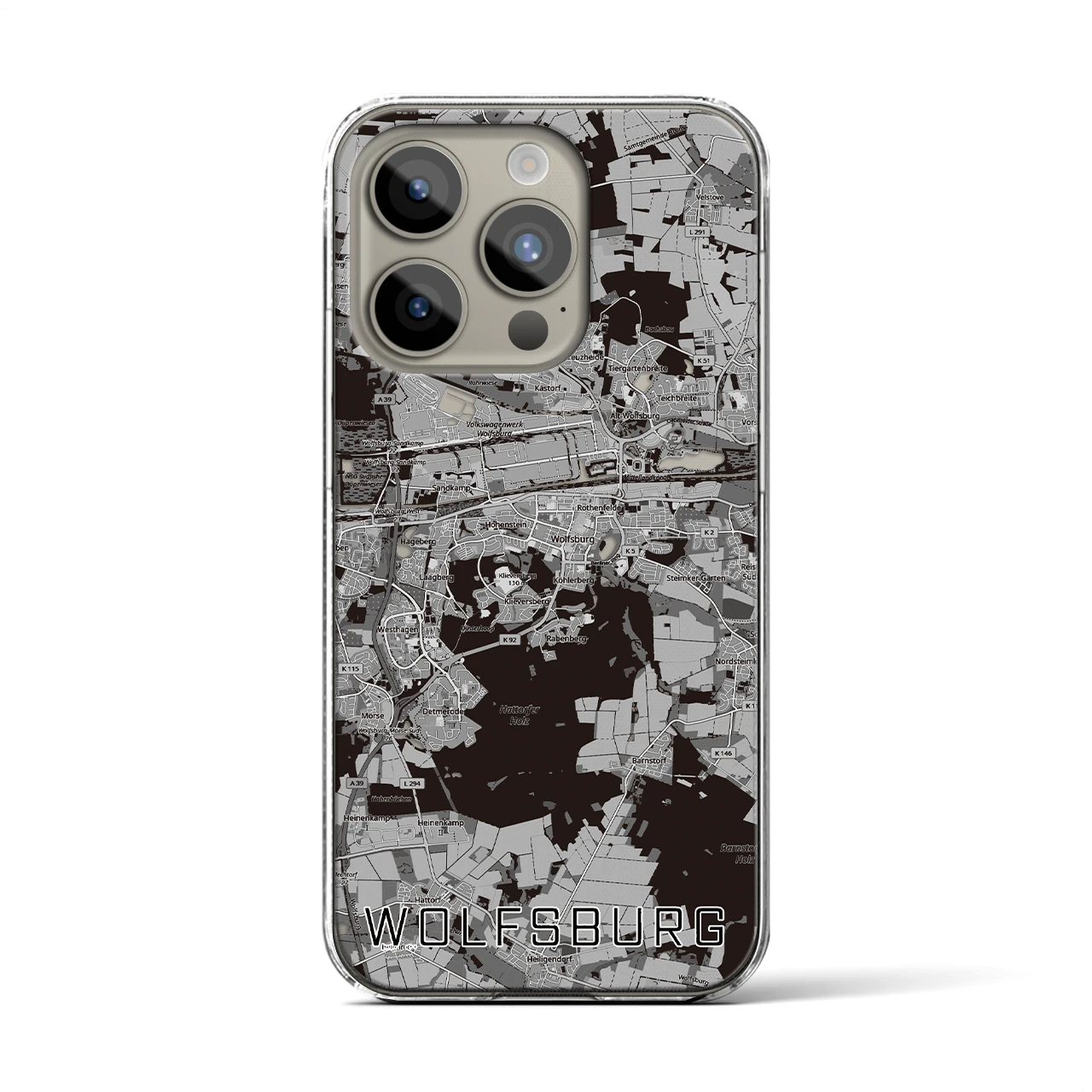 【ヴォルフスブルク（ドイツ）】地図柄iPhoneケース（クリアタイプ）