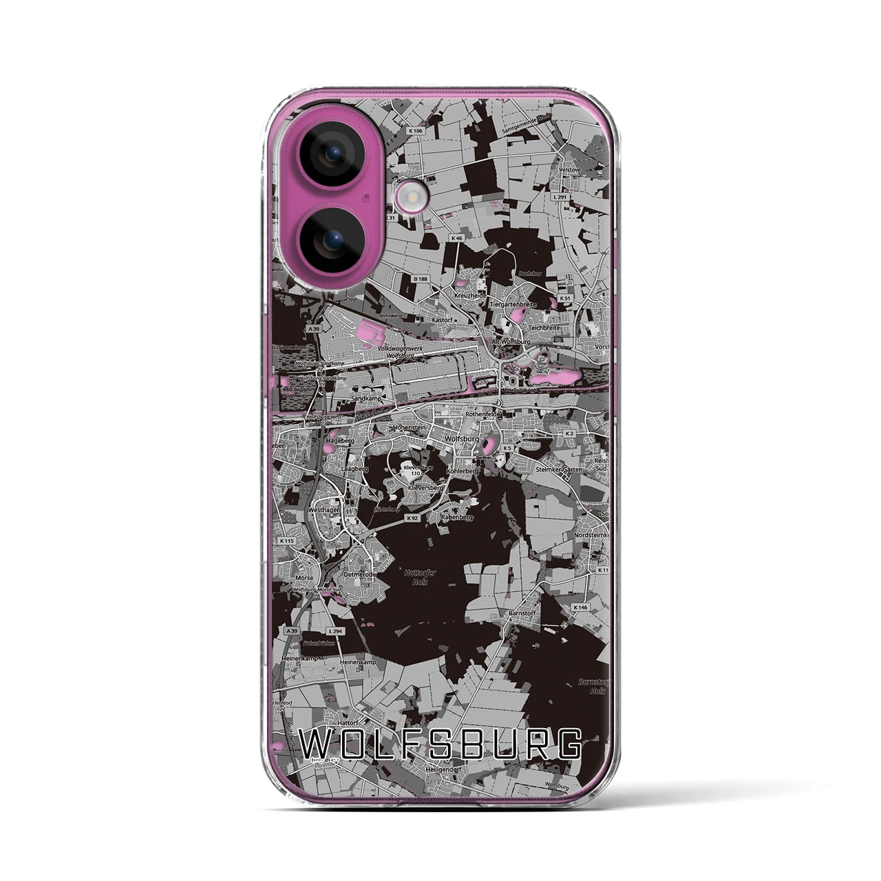 【ヴォルフスブルク（ドイツ）】地図柄iPhoneケース（クリアタイプ）