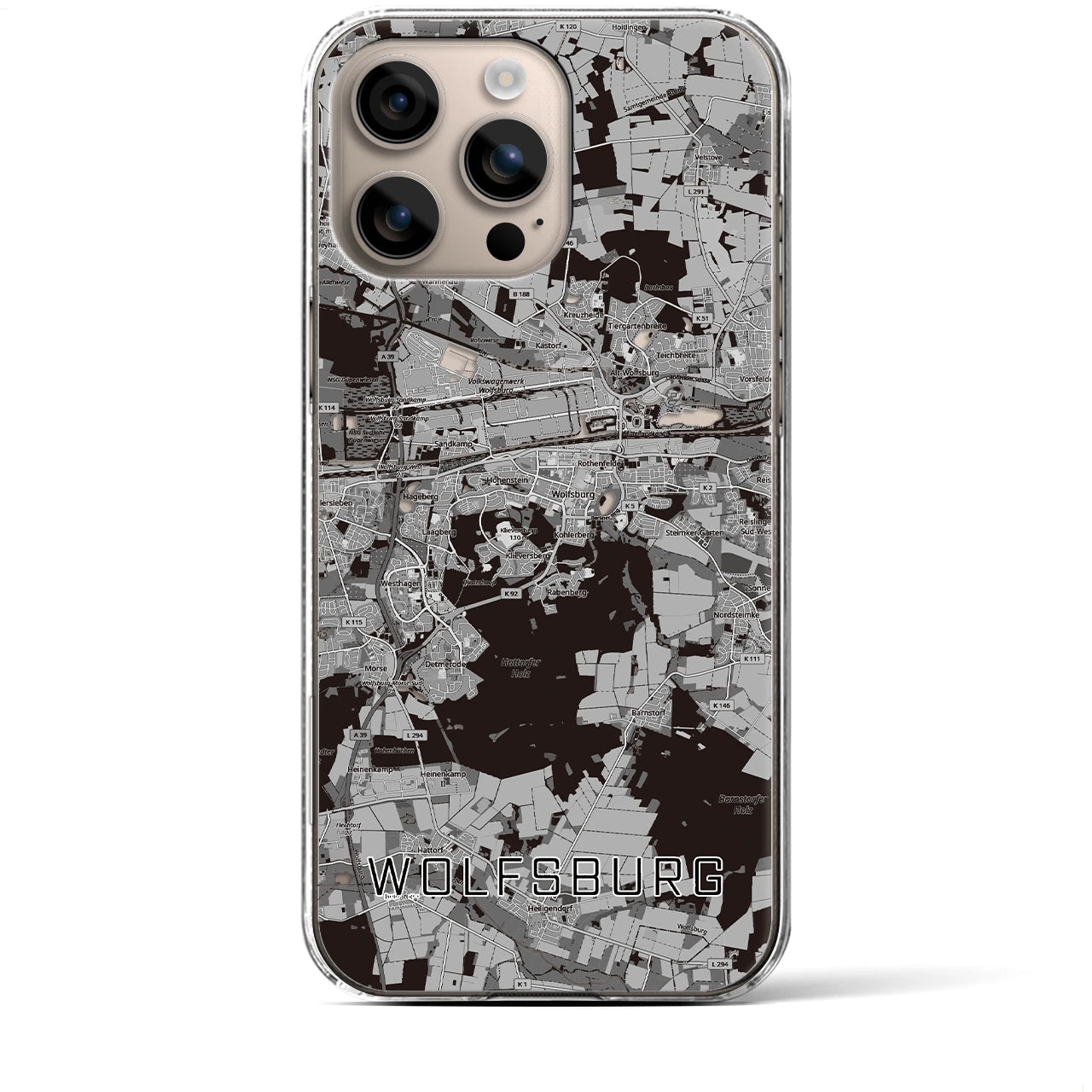 【ヴォルフスブルク（ドイツ）】地図柄iPhoneケース（クリアタイプ）