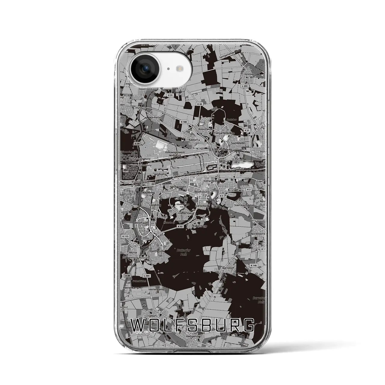 【ヴォルフスブルク（ドイツ）】地図柄iPhoneケース（クリアタイプ）