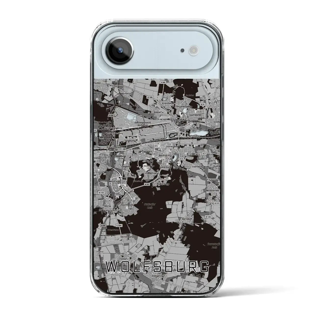 【ヴォルフスブルク（ドイツ）】地図柄iPhoneケース（クリアタイプ）
