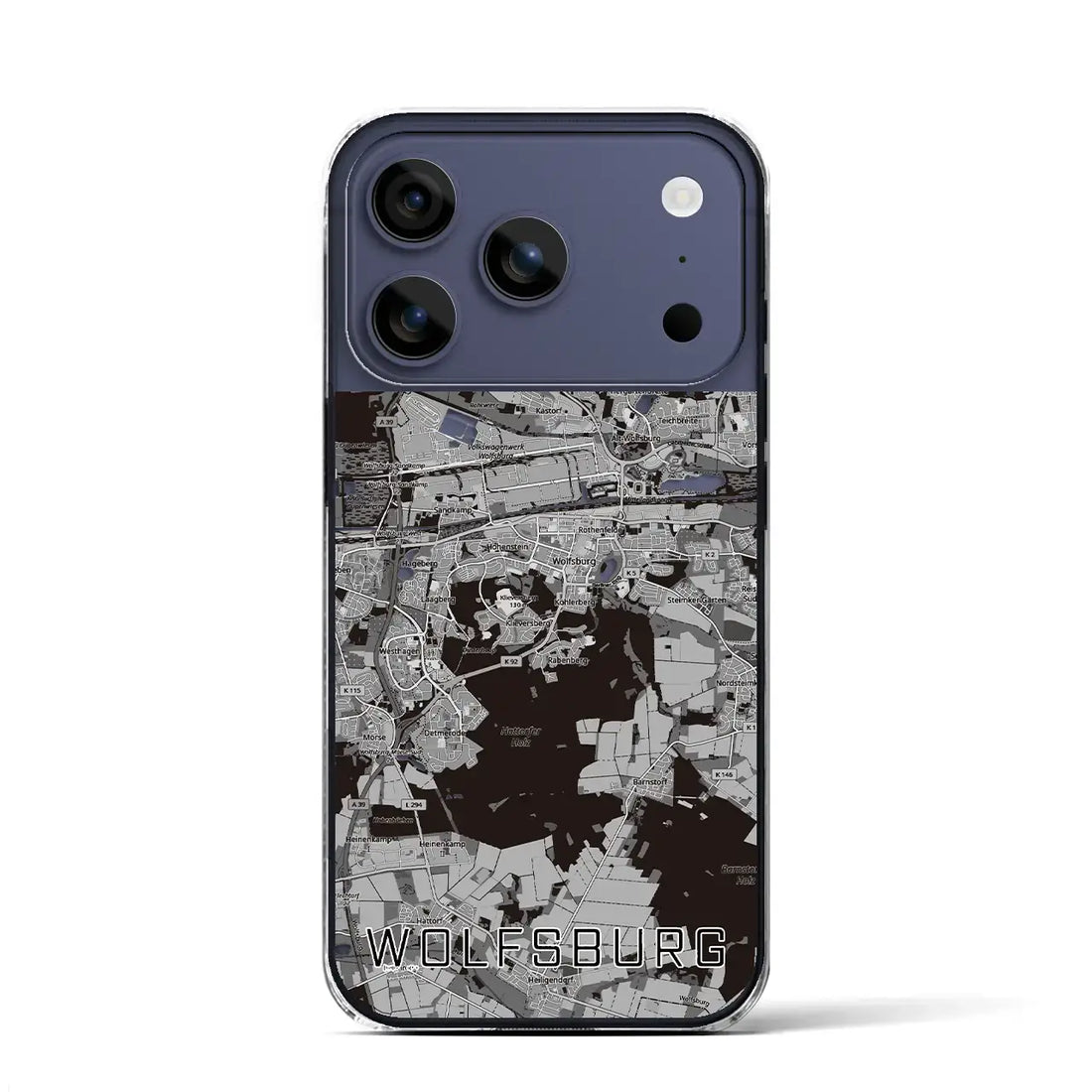 【ヴォルフスブルク（ドイツ）】地図柄iPhoneケース（クリアタイプ）
