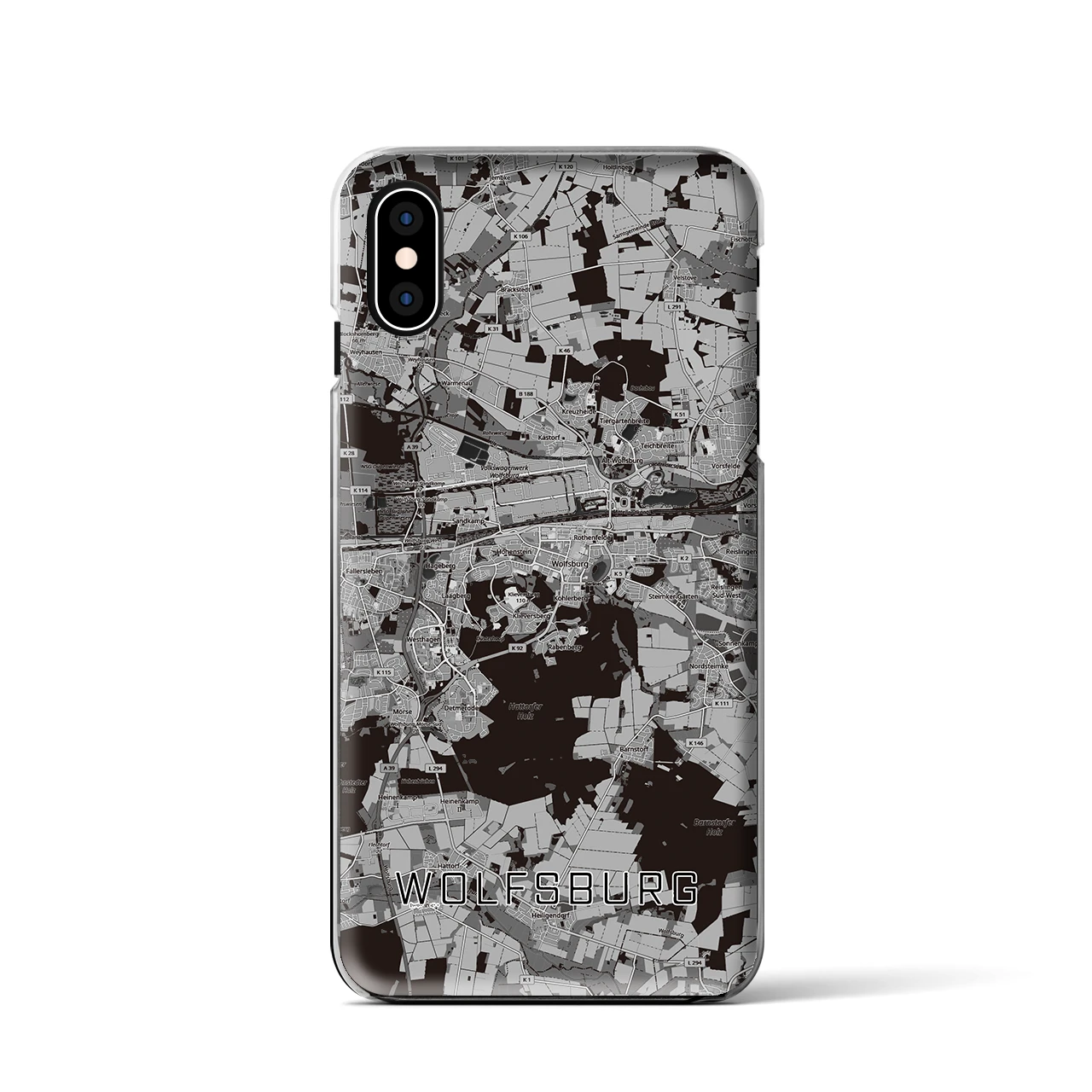 【ヴォルフスブルク（ドイツ）】地図柄iPhoneケース（クリアタイプ）