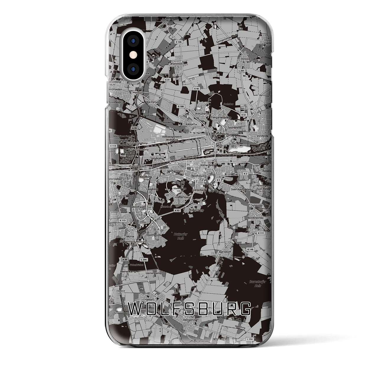 【ヴォルフスブルク（ドイツ）】地図柄iPhoneケース（クリアタイプ）