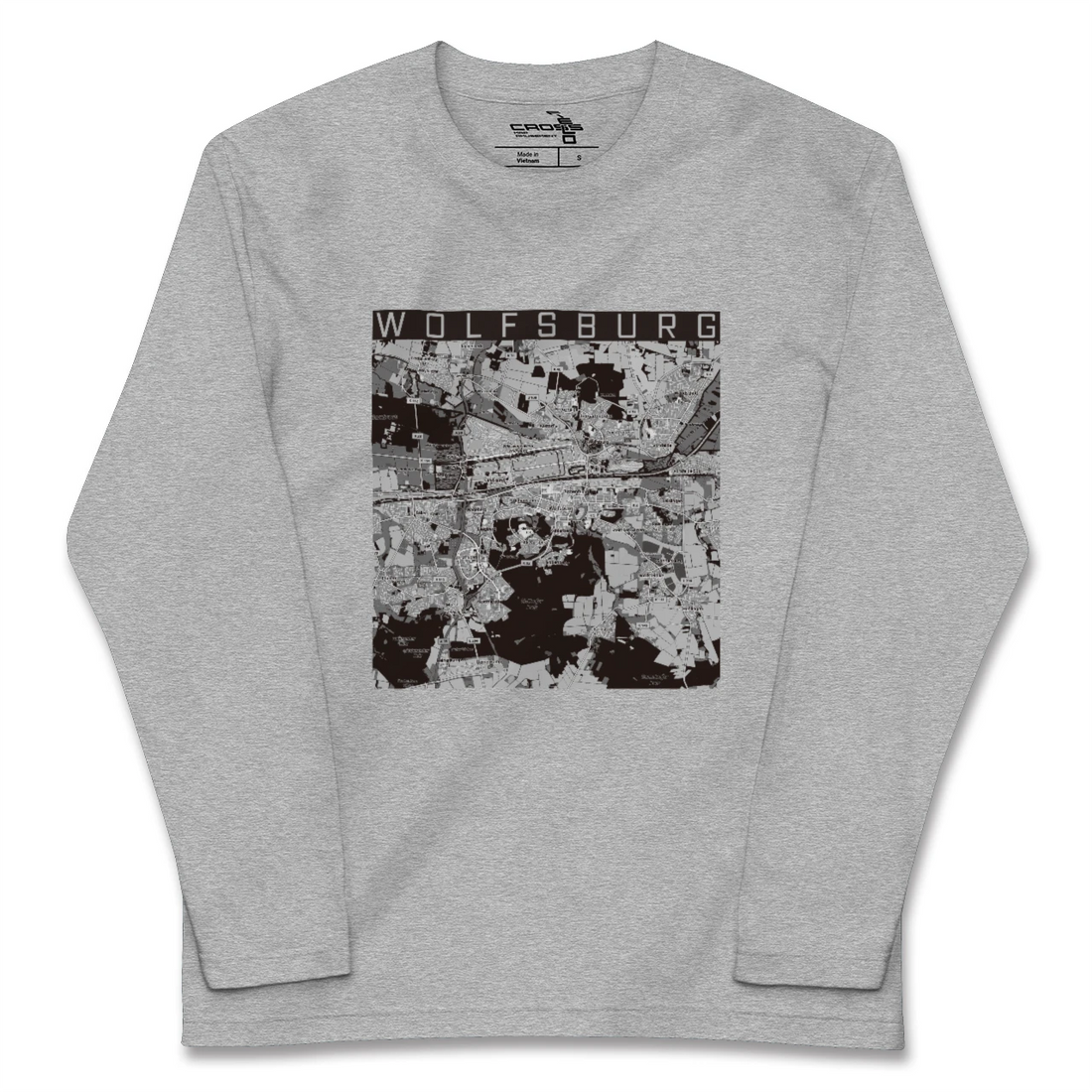 【ヴォルフスブルク（ドイツ）】地図柄ロングスリーブTシャツ