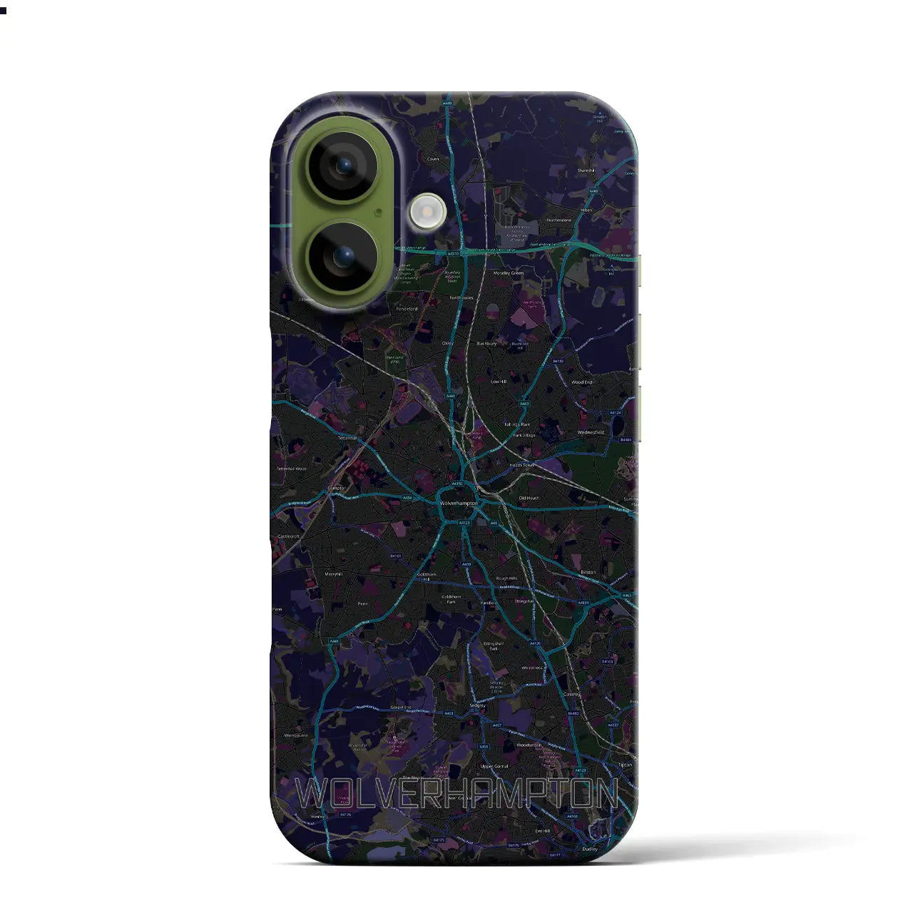 【ウルヴァーハンプトン（イギリス）】地図柄iPhoneケース（バックカバータイプ）