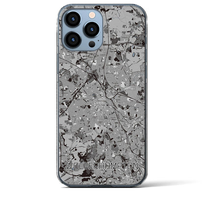 【ウルヴァーハンプトン（イギリス）】地図柄iPhoneケース（クリアタイプ）モノトーン・iPhone 13 Pro Max 用