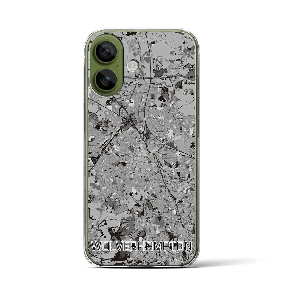 【ウルヴァーハンプトン(イギリス)】地図柄iPhoneケース(クリアタイプ)モノトーン・iPhone 17 Pro Max 用