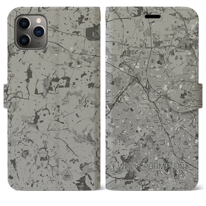 【ウルヴァーハンプトン（イギリス）】地図柄iPhoneケース（手帳タイプ）モノトーン・iPhone 11 Pro Max 用
