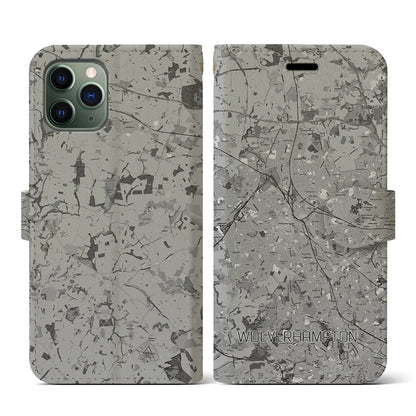 【ウルヴァーハンプトン（イギリス）】地図柄iPhoneケース（手帳タイプ）モノトーン・iPhone 11 Pro 用