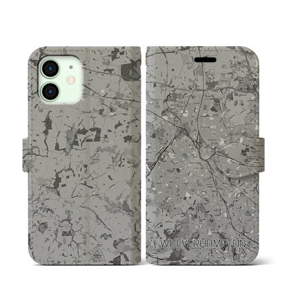 【ウルヴァーハンプトン（イギリス）】地図柄iPhoneケース（手帳タイプ）モノトーン・iPhone 12 mini 用