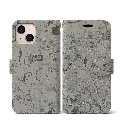 【ウルヴァーハンプトン（イギリス）】地図柄iPhoneケース（手帳タイプ）モノトーン・iPhone 13 mini 用