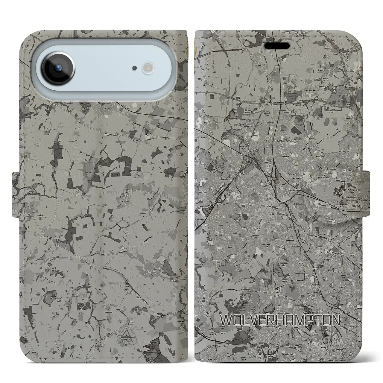 【ウルヴァーハンプトン（イギリス）】地図柄iPhoneケース（手帳タイプ）