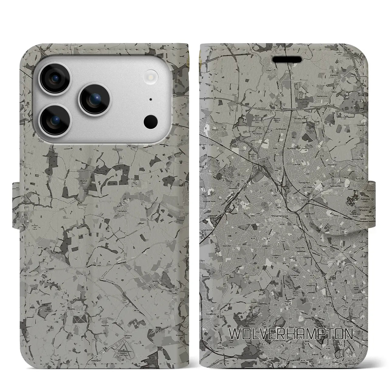 【ウルヴァーハンプトン（イギリス）】地図柄iPhoneケース（手帳タイプ）