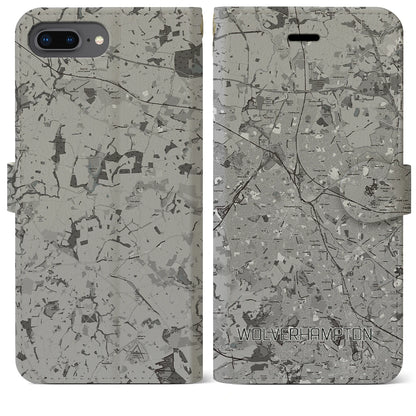 【ウルヴァーハンプトン（イギリス）】地図柄iPhoneケース（手帳タイプ）モノトーン・iPhone 8Plus /7Plus / 6sPlus / 6Plus 用