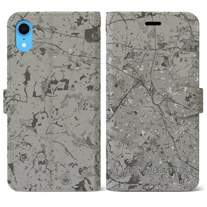 【ウルヴァーハンプトン（イギリス）】地図柄iPhoneケース（手帳タイプ）モノトーン・iPhone XR 用