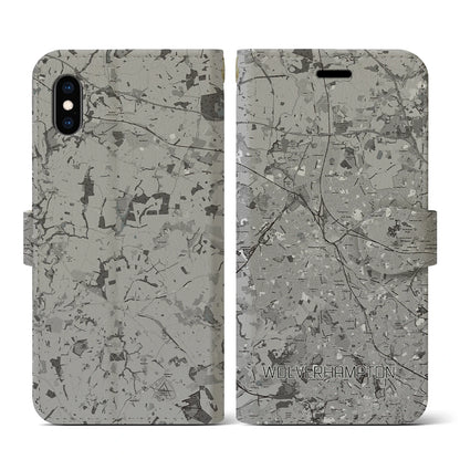 【ウルヴァーハンプトン（イギリス）】地図柄iPhoneケース（手帳タイプ）モノトーン・iPhone XS / X 用