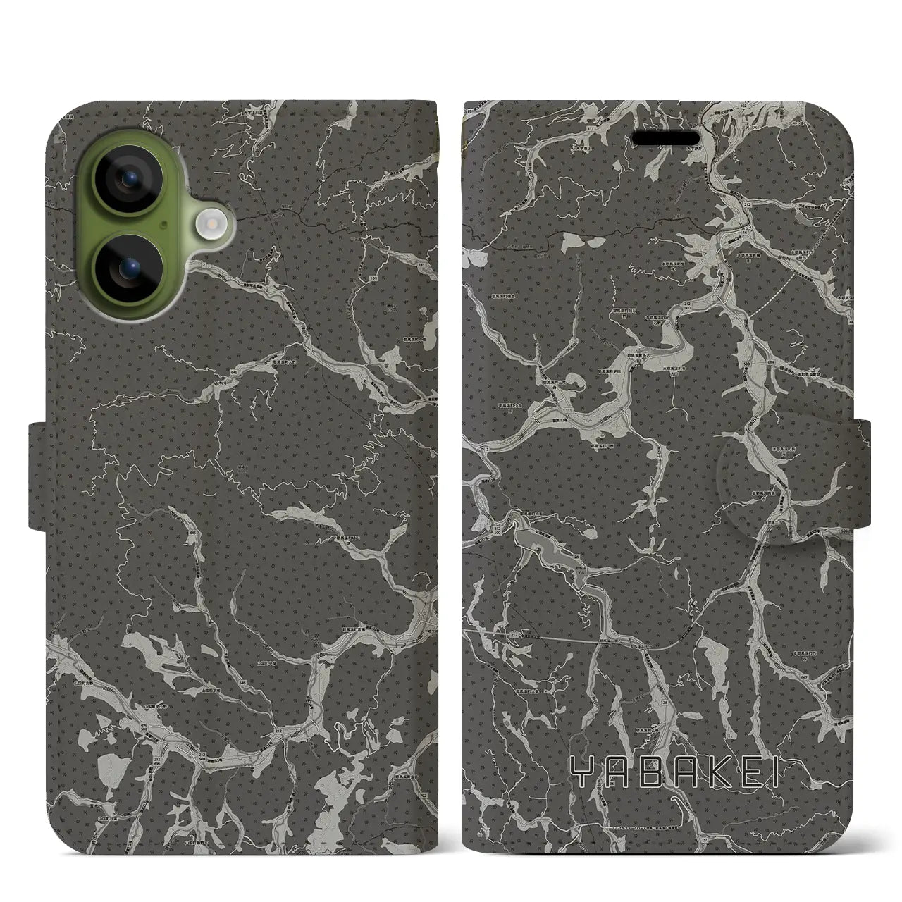 【耶馬渓（大分県）】地図柄iPhoneケース（手帳タイプ）