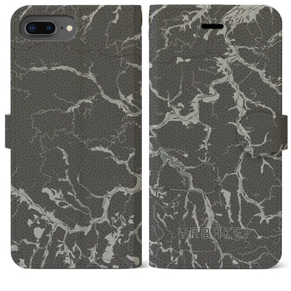 【耶馬渓（大分県）】地図柄iPhoneケース（手帳タイプ）モノトーン・iPhone 8Plus /7Plus / 6sPlus / 6Plus 用