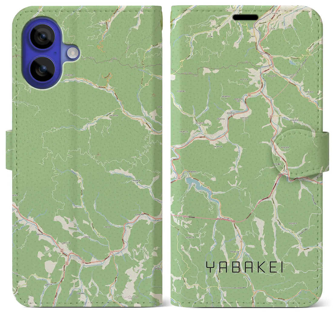 【耶馬渓（大分県）】地図柄iPhoneケース（手帳タイプ）ナチュラル・iPhone 16 Pro Max 用