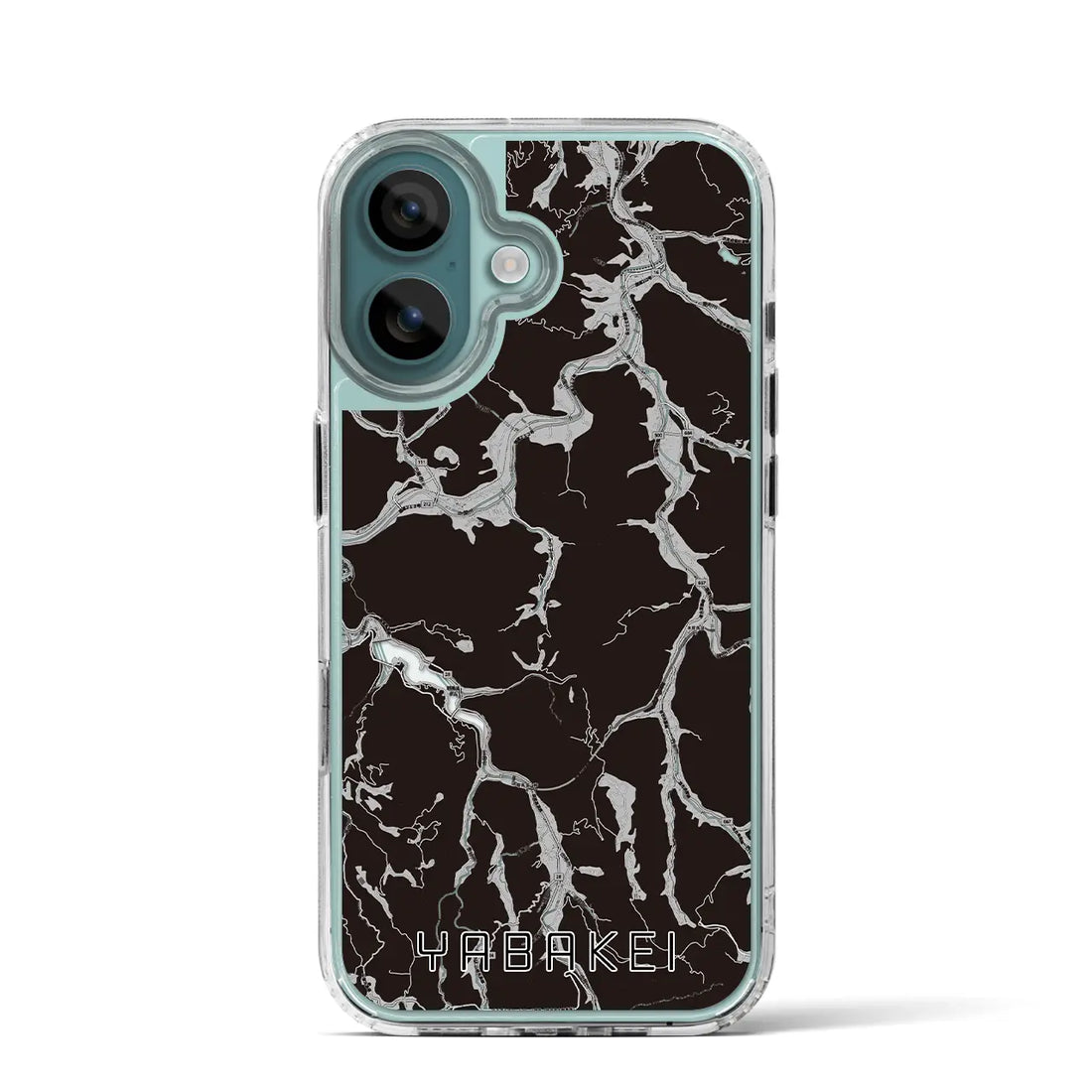 【耶馬渓(大分県)】地図柄iPhoneケース(MagSafeタイプ)モノトーン・iPhone 16 Pro 用