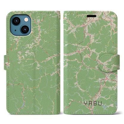 【養父（兵庫県）】地図柄iPhoneケース（手帳タイプ）ナチュラル・iPhone 13 用