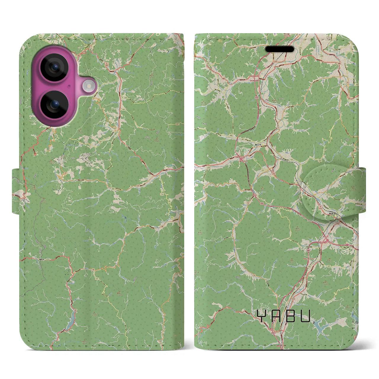 【養父（兵庫県）】地図柄iPhoneケース（手帳タイプ）ナチュラル・iPhone 16 Pro 用