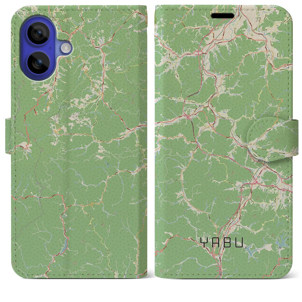 【養父（兵庫県）】地図柄iPhoneケース（手帳タイプ）ナチュラル・iPhone 16 Pro Max 用