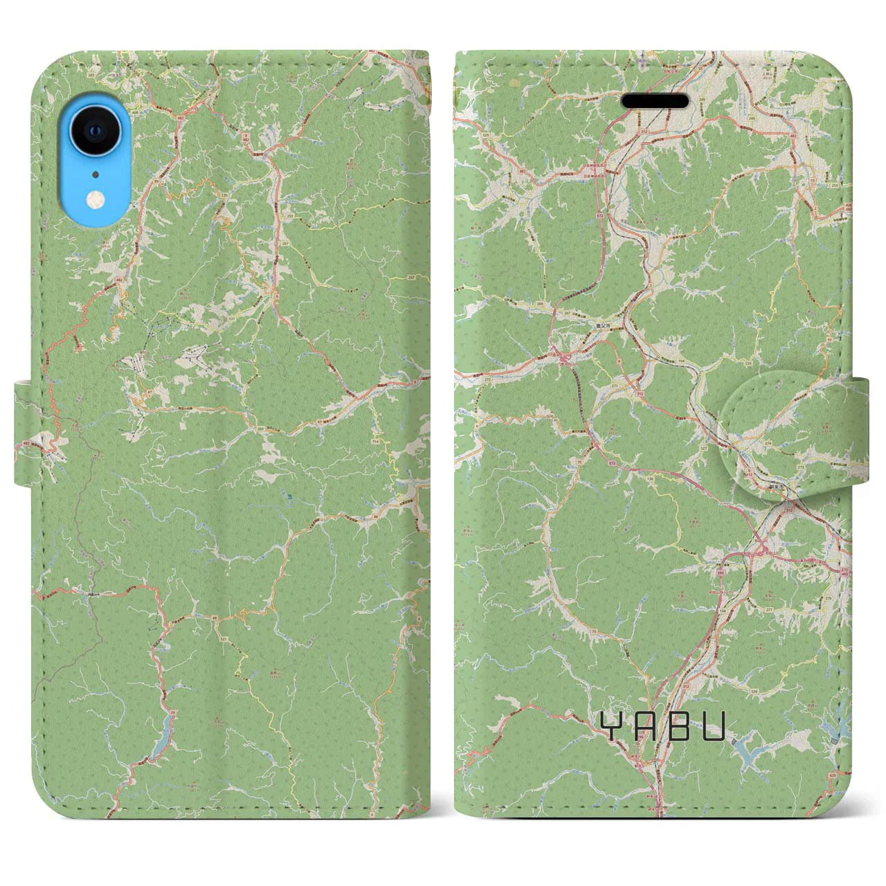 【養父（兵庫県）】地図柄iPhoneケース（手帳タイプ）ナチュラル・iPhone XR 用