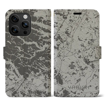 【矢吹（福島県）】地図柄iPhoneケース（手帳タイプ）モノトーン・iPhone 16 用