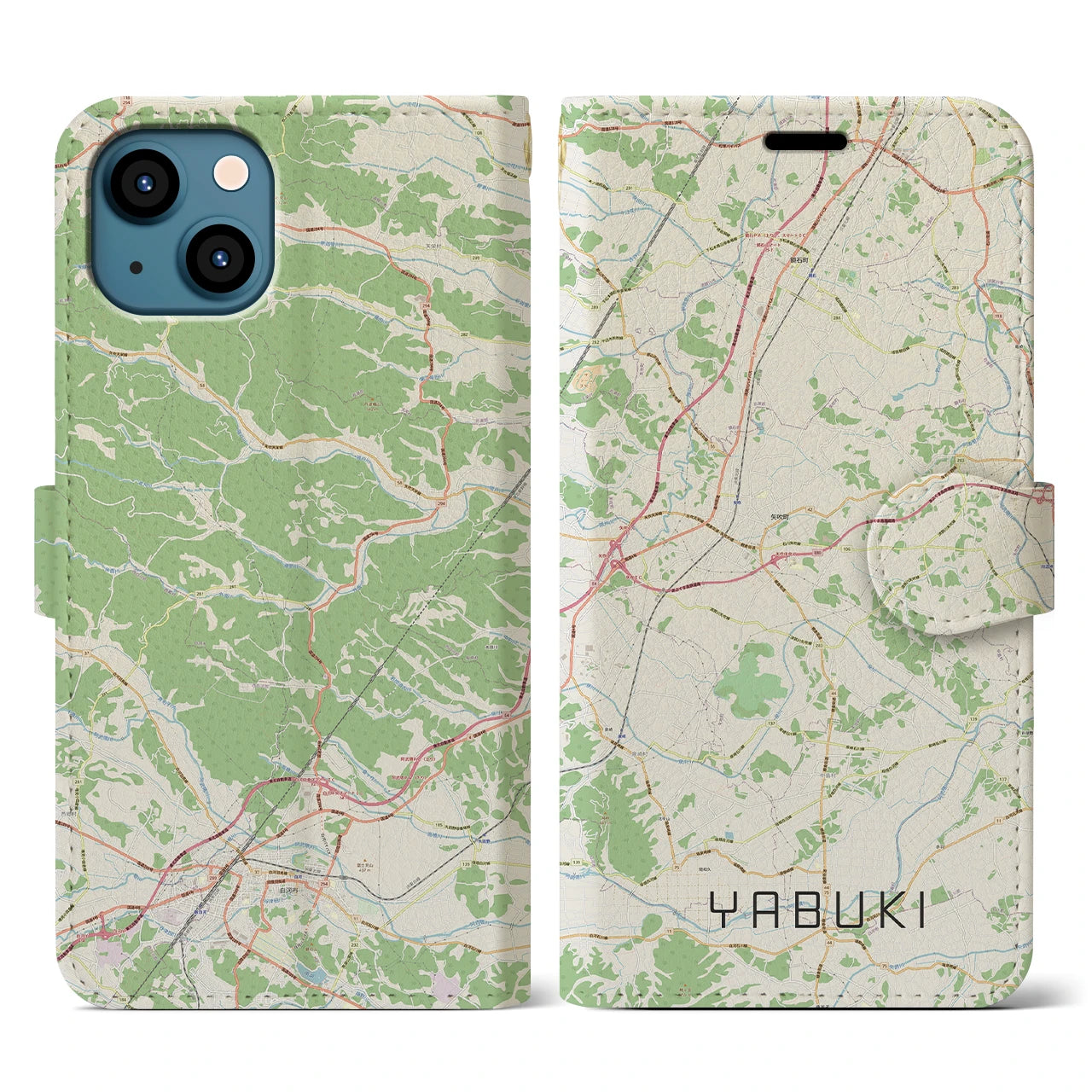 【矢吹（福島県）】地図柄iPhoneケース（手帳タイプ）