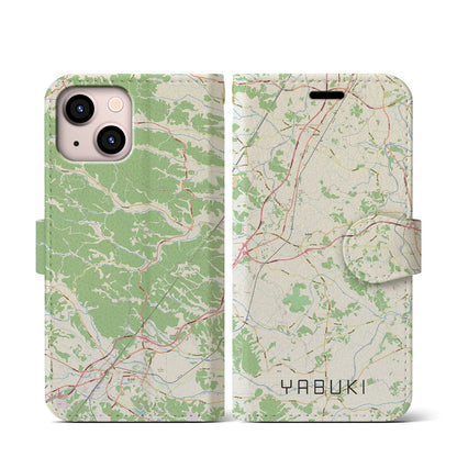 【矢吹（福島県）】地図柄iPhoneケース（手帳タイプ）ナチュラル・iPhone 13 mini 用