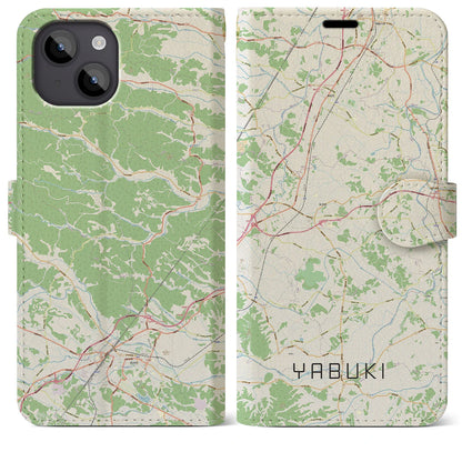 【矢吹（福島県）】地図柄iPhoneケース（手帳タイプ）ナチュラル・iPhone 14 Plus 用