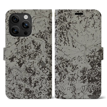 【八街（千葉県）】地図柄iPhoneケース（手帳タイプ）モノトーン・iPhone 16 用