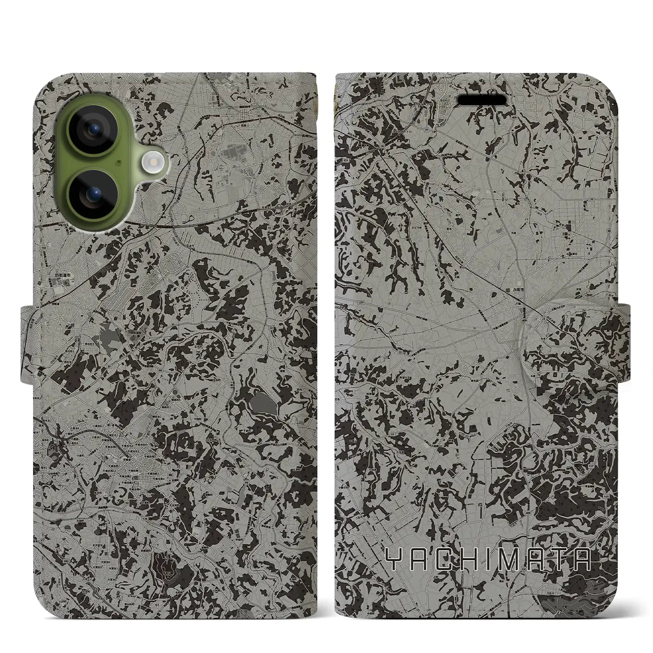 【八街（千葉県）】地図柄iPhoneケース（手帳タイプ）