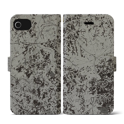 【八街（千葉県）】地図柄iPhoneケース（手帳タイプ）モノトーン・iPhone SE（第3 / 第2世代） / 8 / 7 / 6s / 6 用