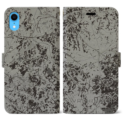 【八街（千葉県）】地図柄iPhoneケース（手帳タイプ）モノトーン・iPhone XR 用