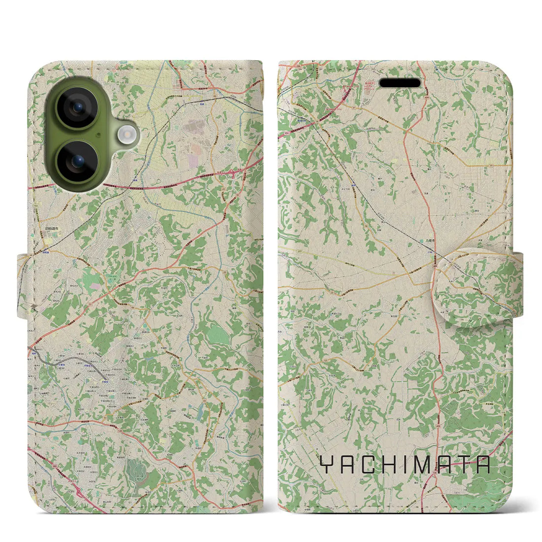 【八街(千葉県)】地図柄iPhoneケース(手帳タイプ)モノトーン・iPhone 17 Pro Max 用