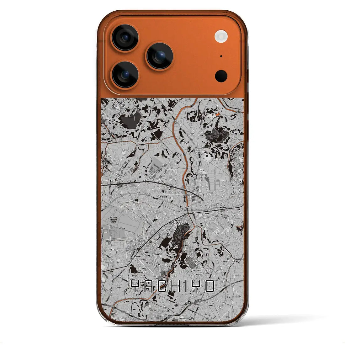 【八千代(千葉県)】地図柄iPhoneケース(クリアタイプ)モノトーン・iPhone 17 Pro Max 用