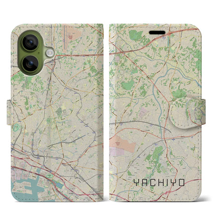 【八千代（千葉県）】地図柄iPhoneケース（手帳タイプ）