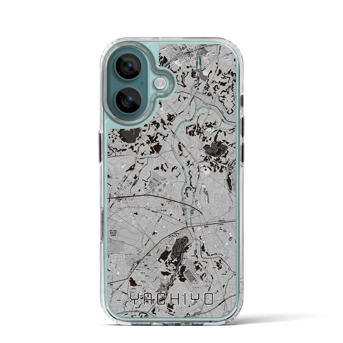 【八千代(千葉県)】地図柄iPhoneケース(MagSafeタイプ)モノトーン・iPhone 16 Pro 用